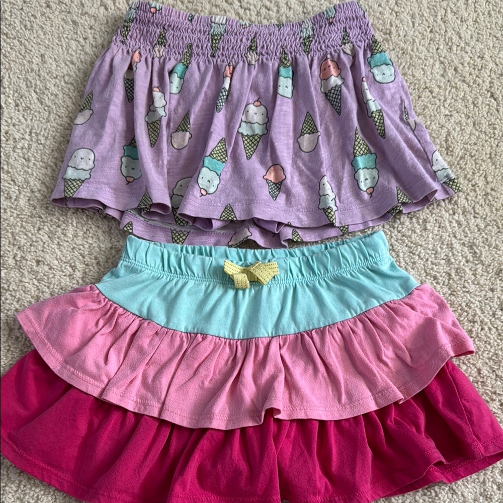 Carter's Purple Ice Cream Print Skort and Multi tier skort 5/6